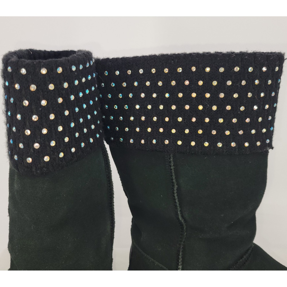 Skechers Australia Shelby Blk Suede Rhinestone Mid-Calf Winter/Snow Boots ~ 2014 - Picture 5 of 11